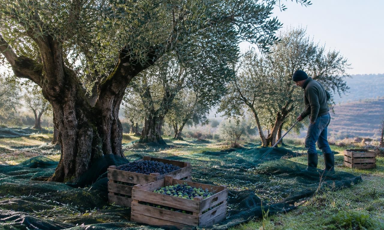 The olive harvest season in rural Portugal